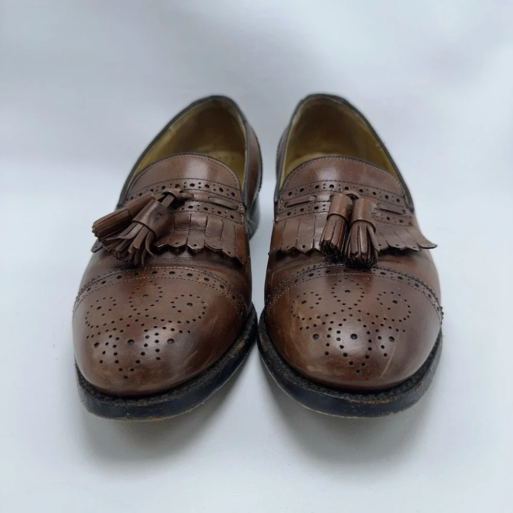 Johnston Murphy Aristocraft Kiltie Tassel‎ Cap Toe Loafers Men's 9 D/B Brown